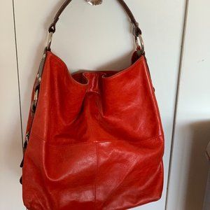 TANO Genuine Leather Large Red Hobo Bag